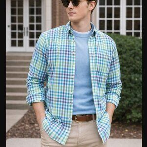 Vintage John Bartlett Button-Up Checked Shirt S Normcore Grunge Dopamine Preppy